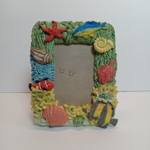 3D Novelty Aquatic Picture Frame Starfish Seashells Coral Clown Fish Seaweed